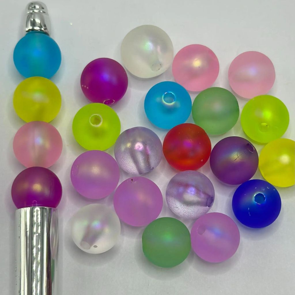 Colorful Rubber Touch Paint Beads Phantom Feel Acrylic Beads Random Mix 18mm, 16mm, 14mm