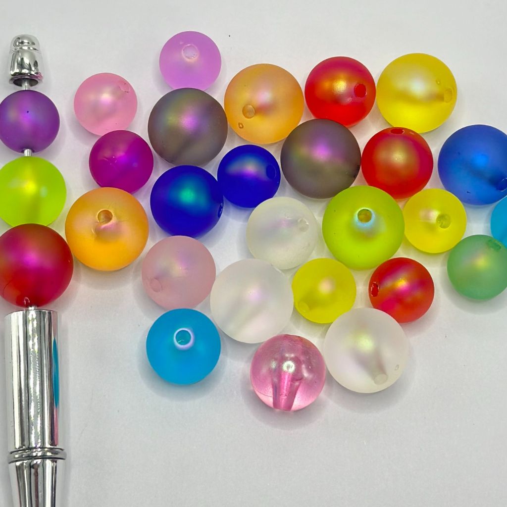 Colorful Rubber Touch Paint Beads Phantom Feel Acrylic Beads Random Mix 18mm, 16mm, 14mm