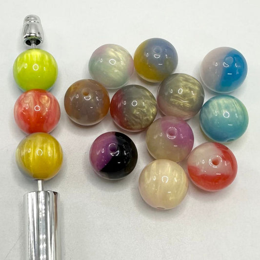 Gemstone Marble Styled Colorful Resin Beads Multicolor 16mm Random Mix