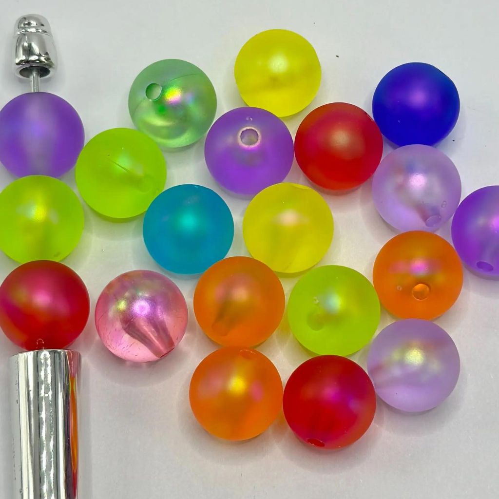 Colorful Rubber Touch Paint Beads Phantom Feel Acrylic Beads Random Mix 18mm, 16mm, 14mm