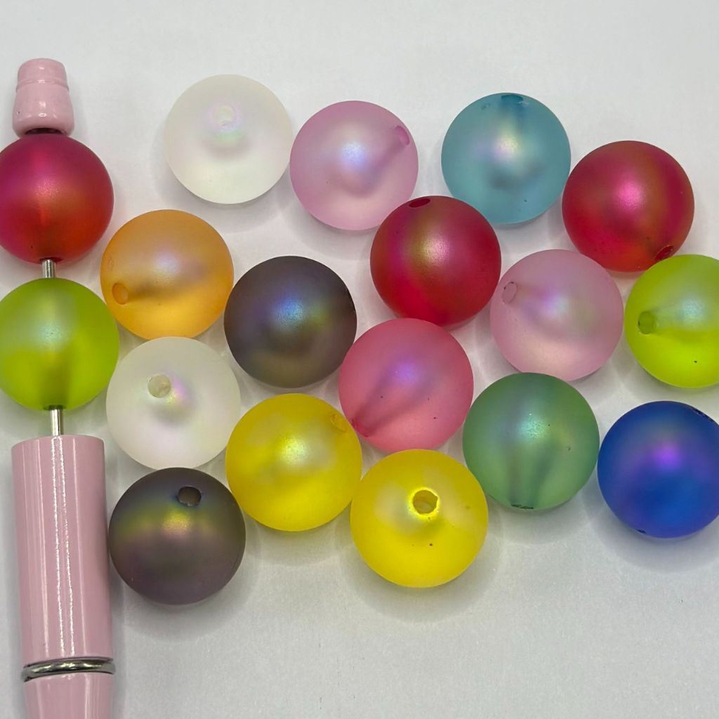 Colorful Rubber Touch Paint Beads Phantom Feel Acrylic Beads Random Mix 18mm, 16mm, 14mm