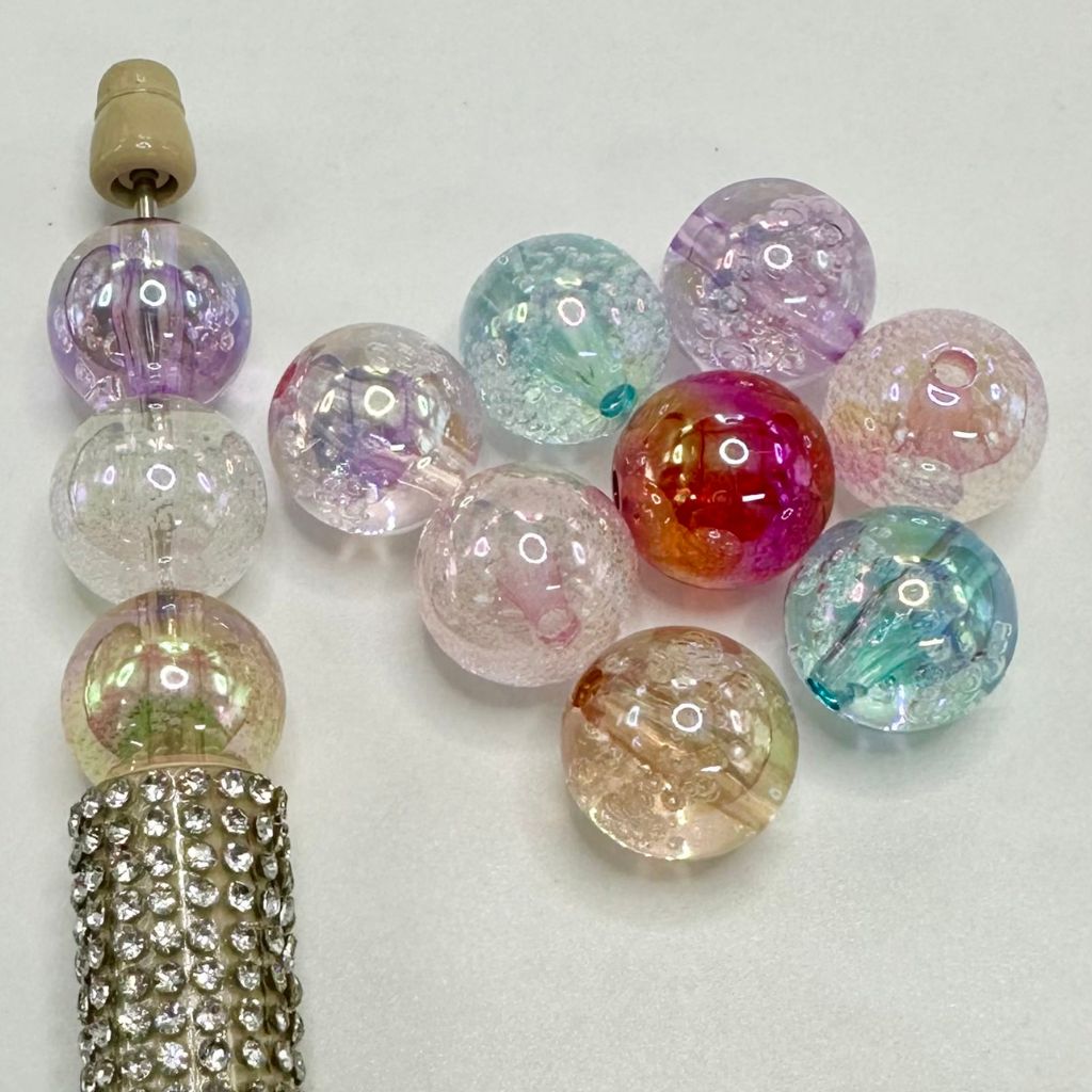 Chunky See Thru Bubble Acrylic Beads with UV Finish, 16mm, CM