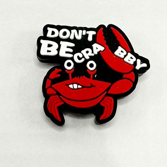 かわいい赤いカニと「Don't Be Crabby」の文字入りシリコンフォーカルビーズ