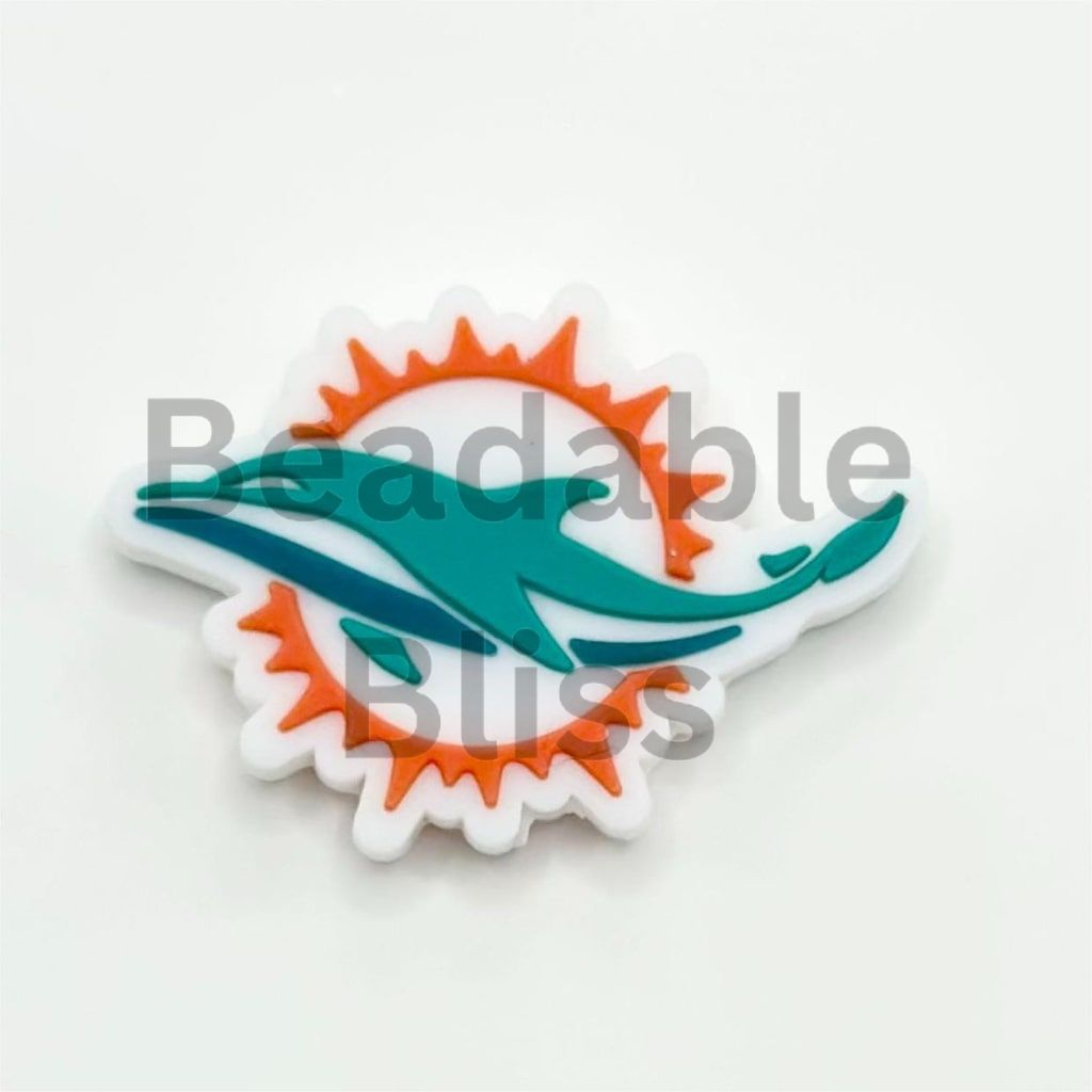 Miam Dolphin Football Silicone Focal Beads