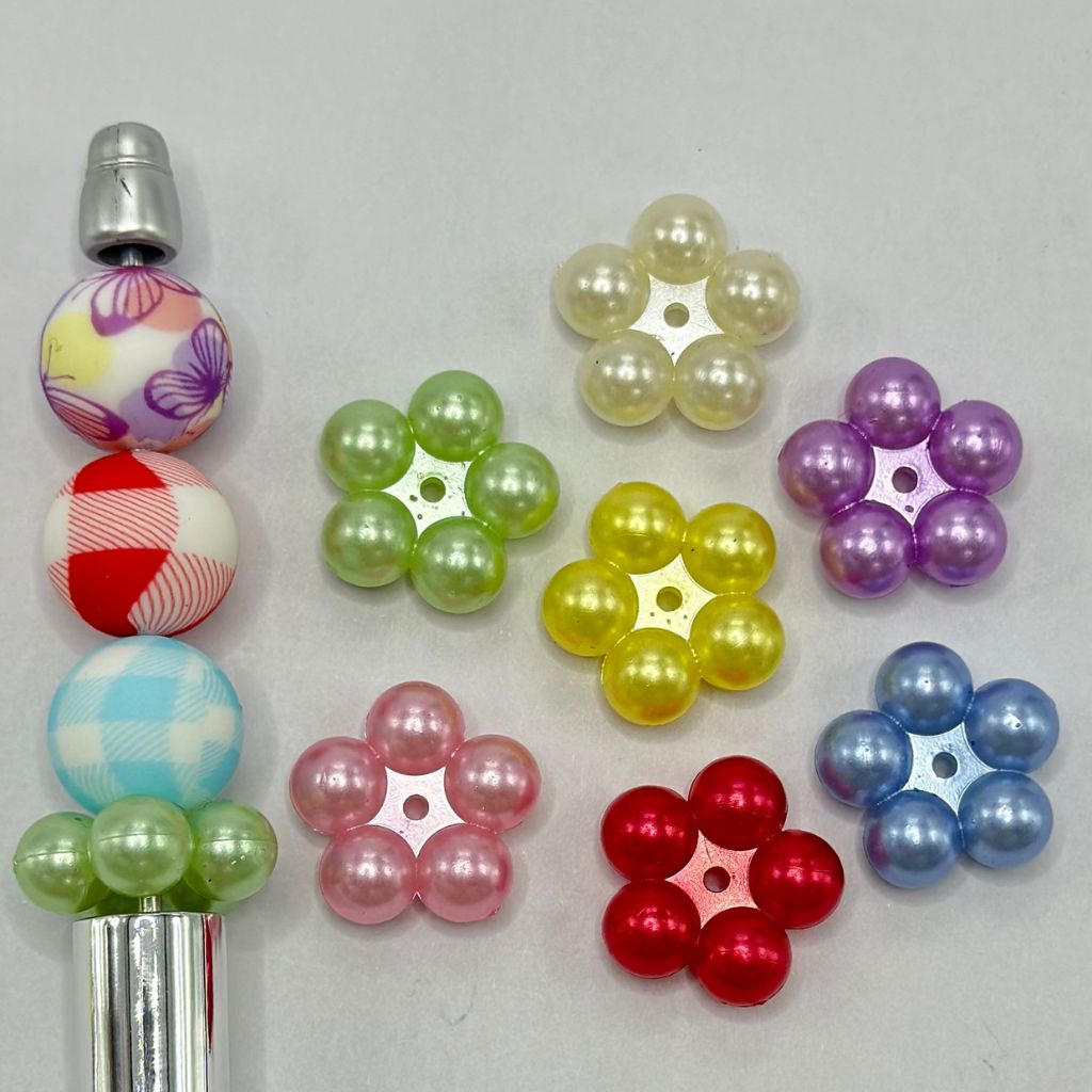 Acrylic Beads Spacers in Solid Colors Cute Flower Floral Round 20*8mm