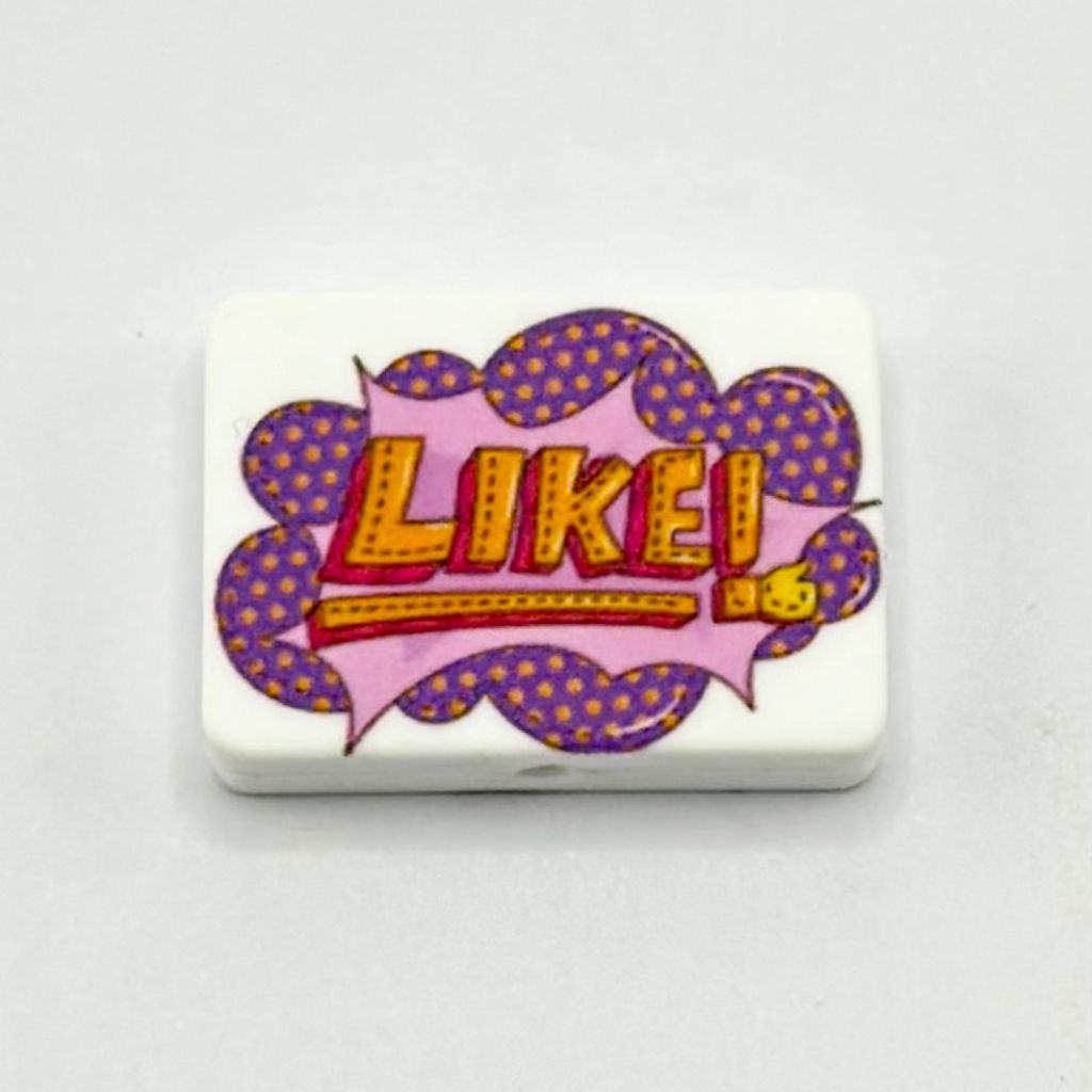 Like Action on Purple Pink Background Silicone Focal Beads