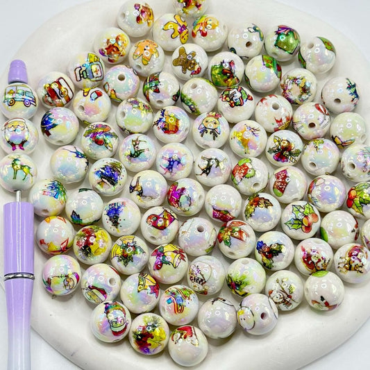 Christmas Doctor Santa Claus Beads Acrylic Bead Random Mix,16mm