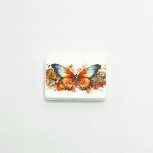 A Large Colorful Butterfly with Flowers Silicone Focal Beads