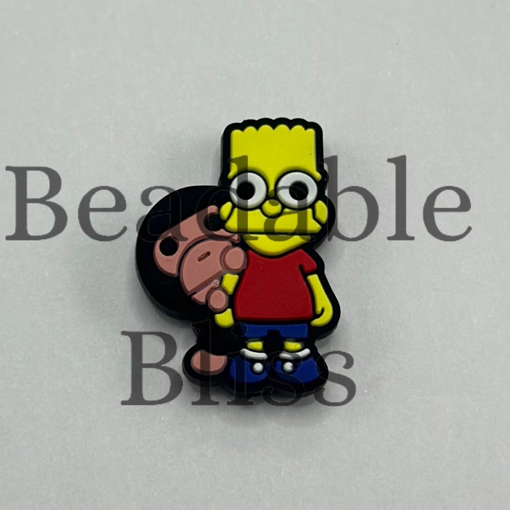 Yellow Sempsns Character Cartoon with Monkey Bart Silicone Focal Beads