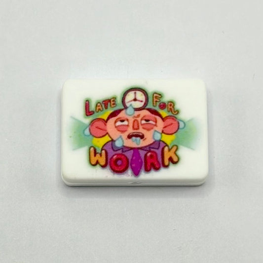 Late for Work Sweaty Cartoon Silicone Focal Beads