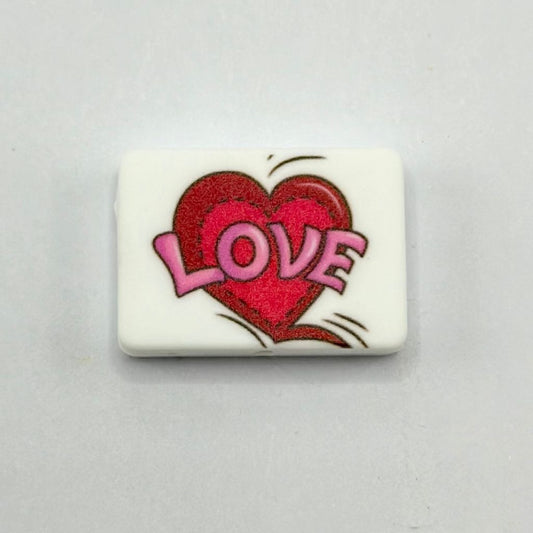 Love Red Heart Silicone Focal Bead