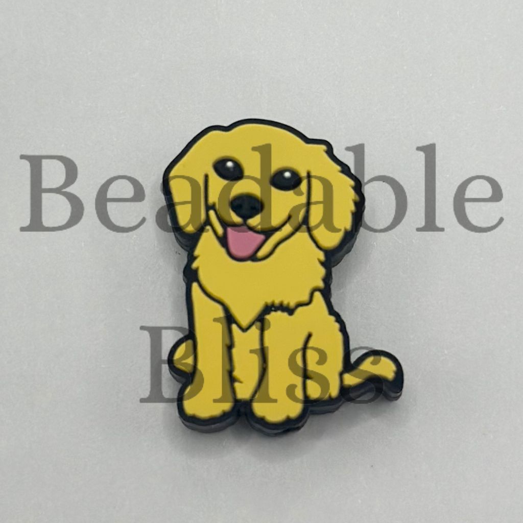 Golden Retriever Dog Puppy Silicone Focal Beads