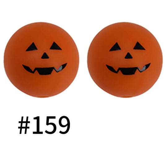 Pumpkin Halloween Printed Silicone Beads Number 159