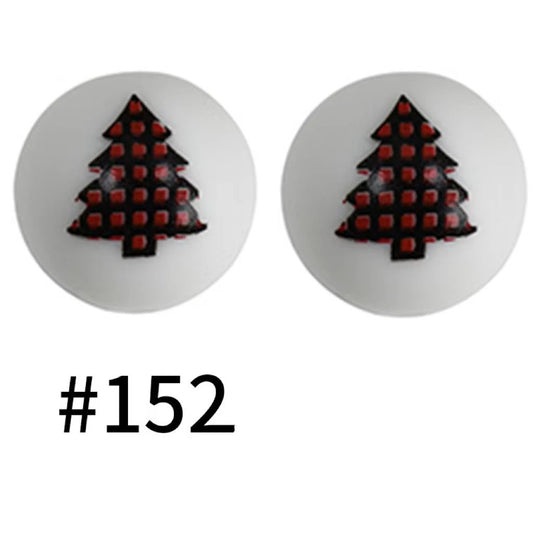 Christmas Tree Printed Silicone Beads Number 152