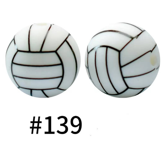 Volleyball ball Printed Silicone Beads Number 139