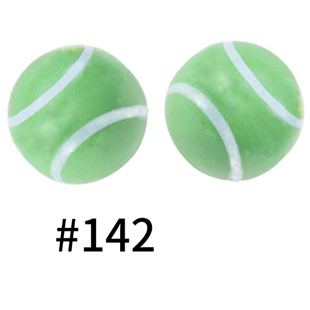 Tennis Ball Printed Silicone Beads Number 142