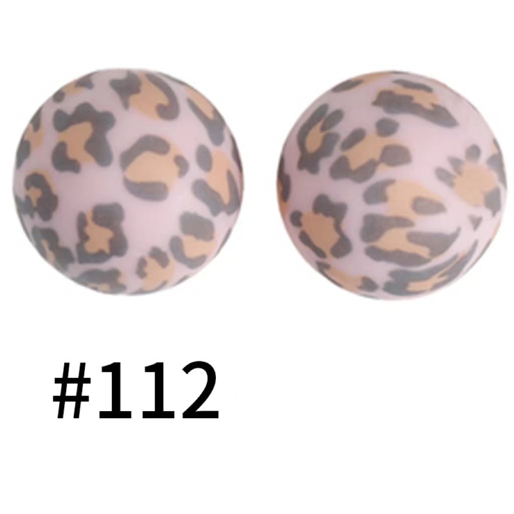 Pink Jaguar Printed Silicone Beads Number 112