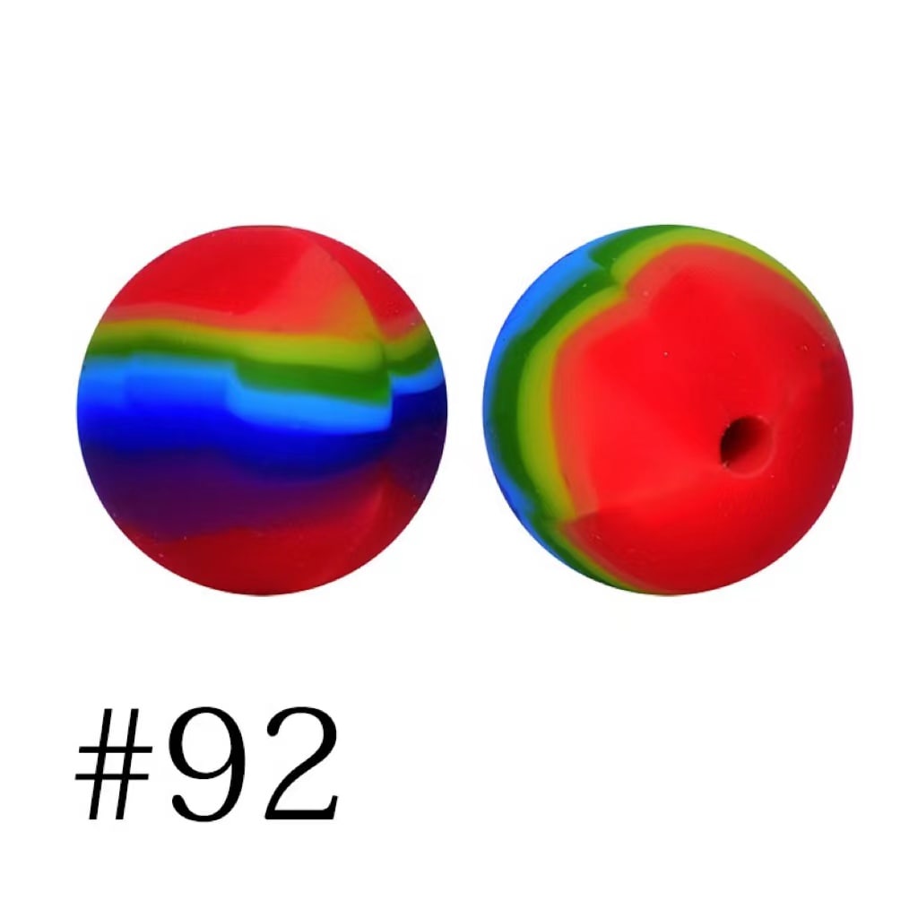 Rainbow Printed Silicone Beads Number 92