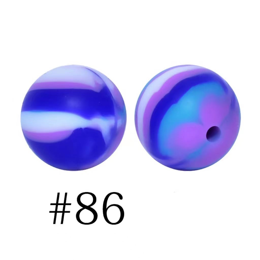 Purple Blue Waves Printed Silicone Beads Number 86