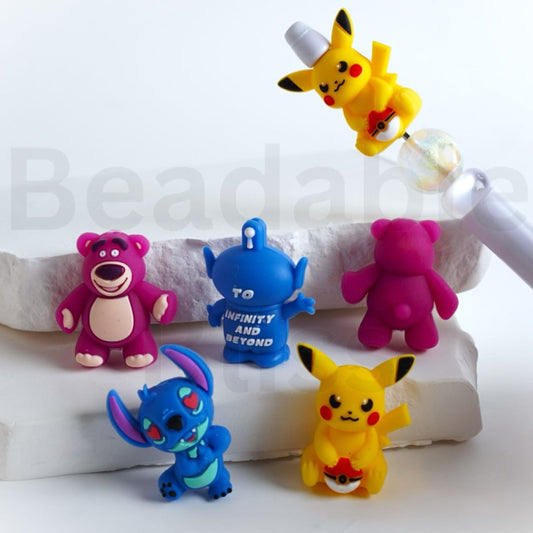 3D Cute Stitc Pikach Lots Bear Alie Disne Pokemo Toy Stor Silicone Focal Beads