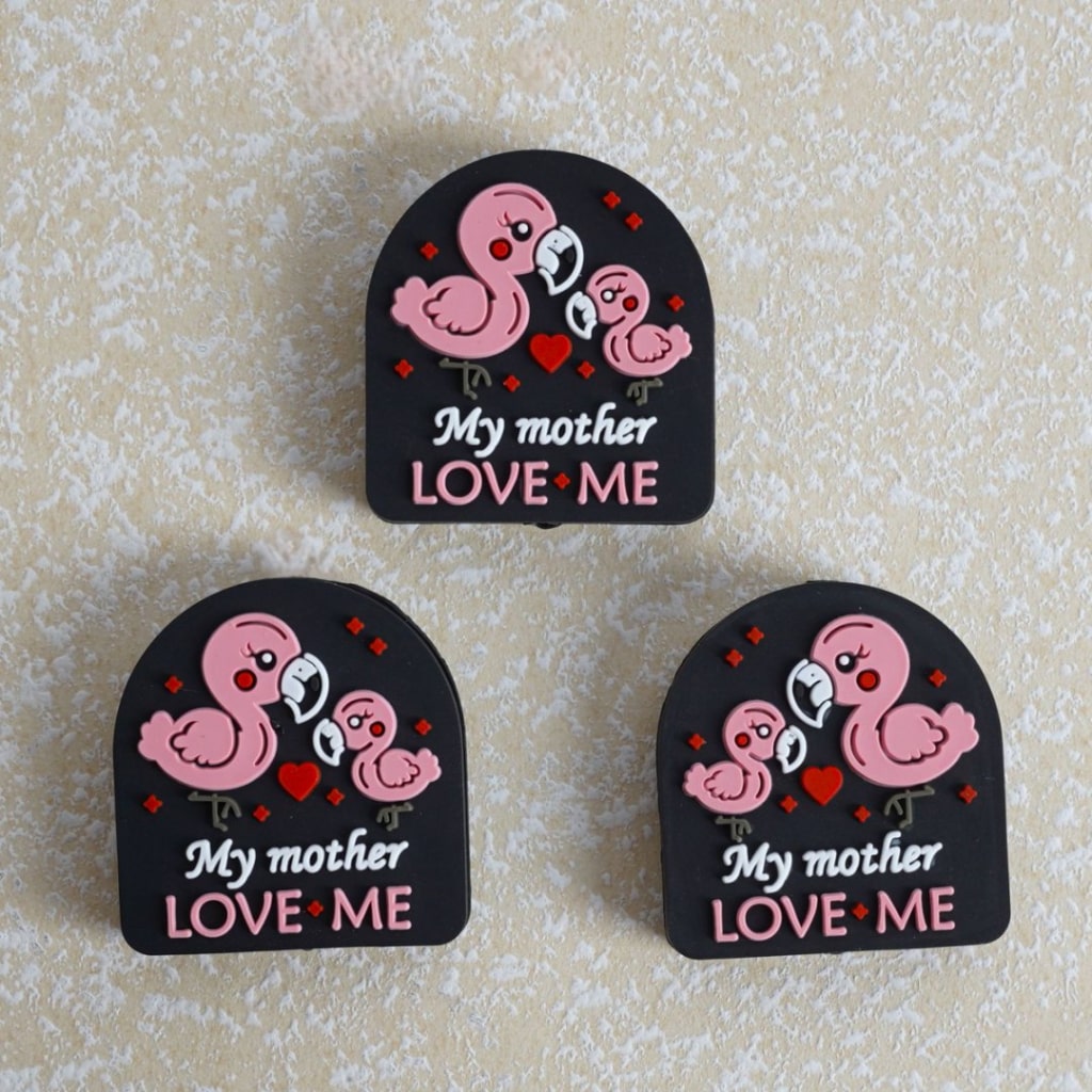 Flamingo Mom and Baby My Mother Loves Me Silicone Focal Beads