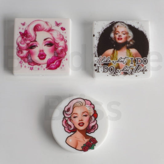 USA America Famous Actress Marily Monro Silicone Focal Beads, Random Mix