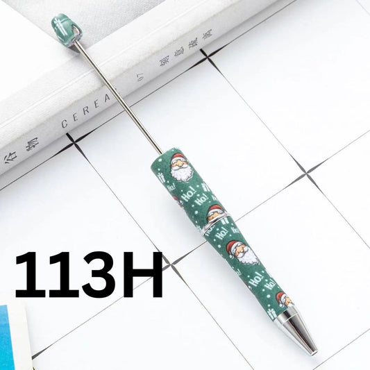 Green Floral with Cute Cartoon Printed Beadable Pens Number 113H