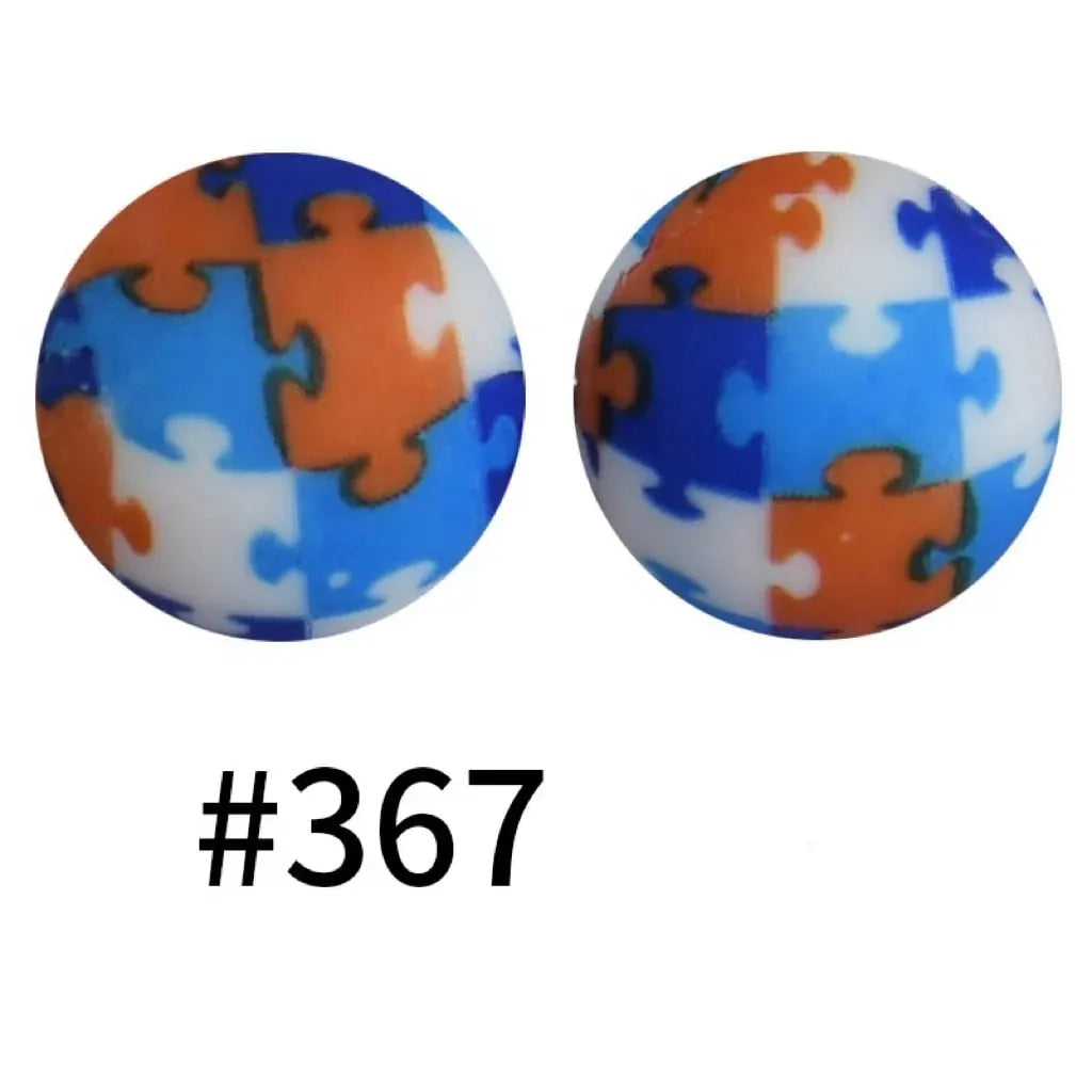 Printed Silicone Beads 15 mm