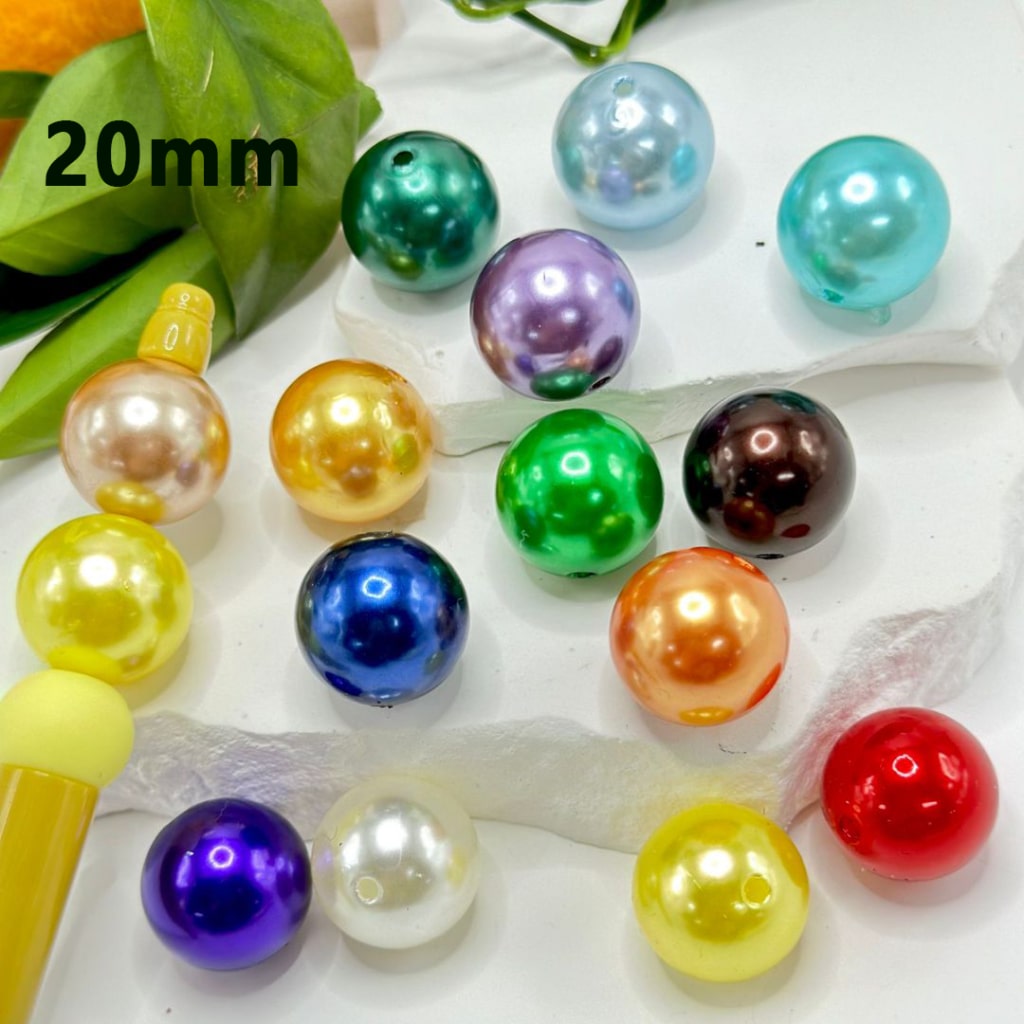 Bling Bling Glossy Shiny Colorful Round Acrylic Beads, 20MM, Please Read the Description