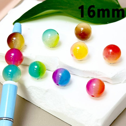 Cute Ombre Jelly Colorful Round Acrylic Beads, Random Mix, 16MM