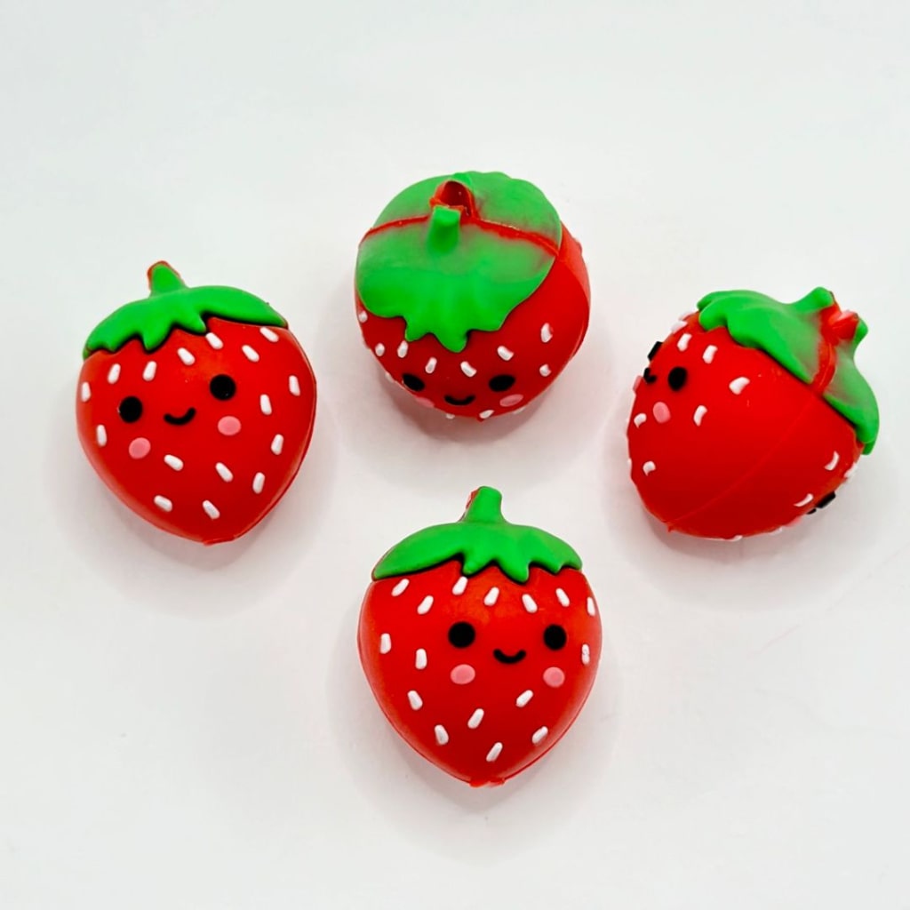 3D Mini Cute Red Strawberry Fruit Silicone Focal Beads