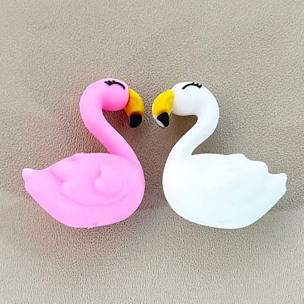 Flamingo Beads, 3D Cute Pink Flamingo Silicone Focal Beads