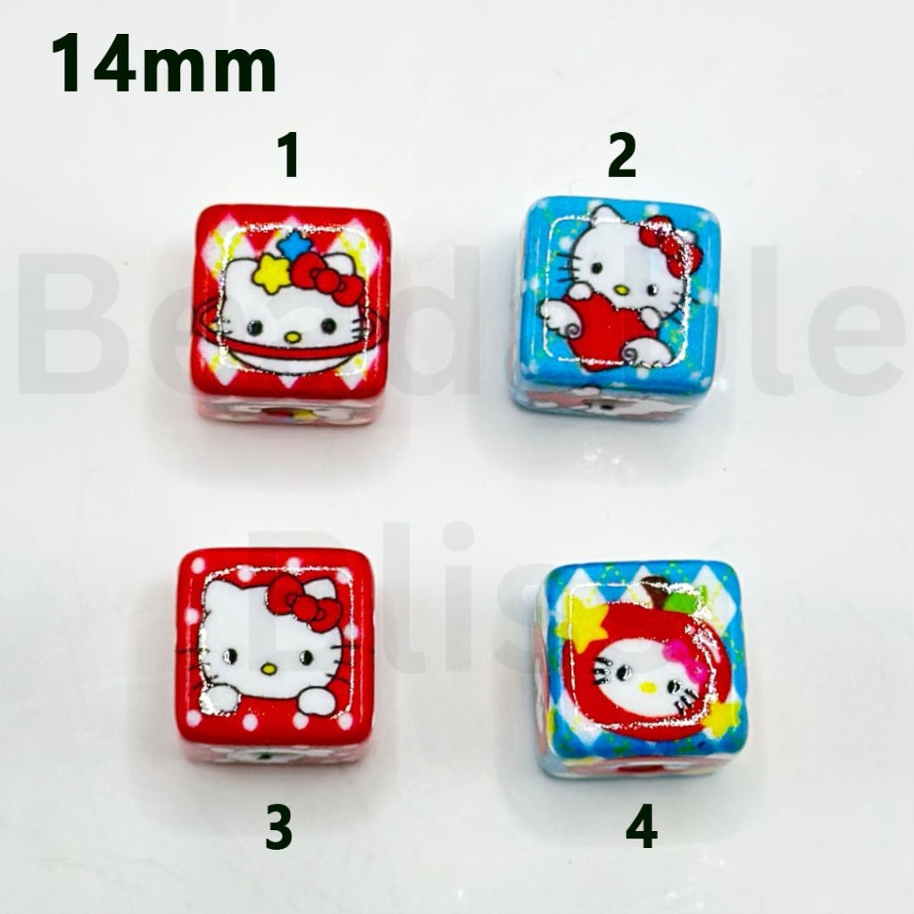 Cute Sanri HK Kitten Cube Acrylic Beads, 14MM, Please Read the Description