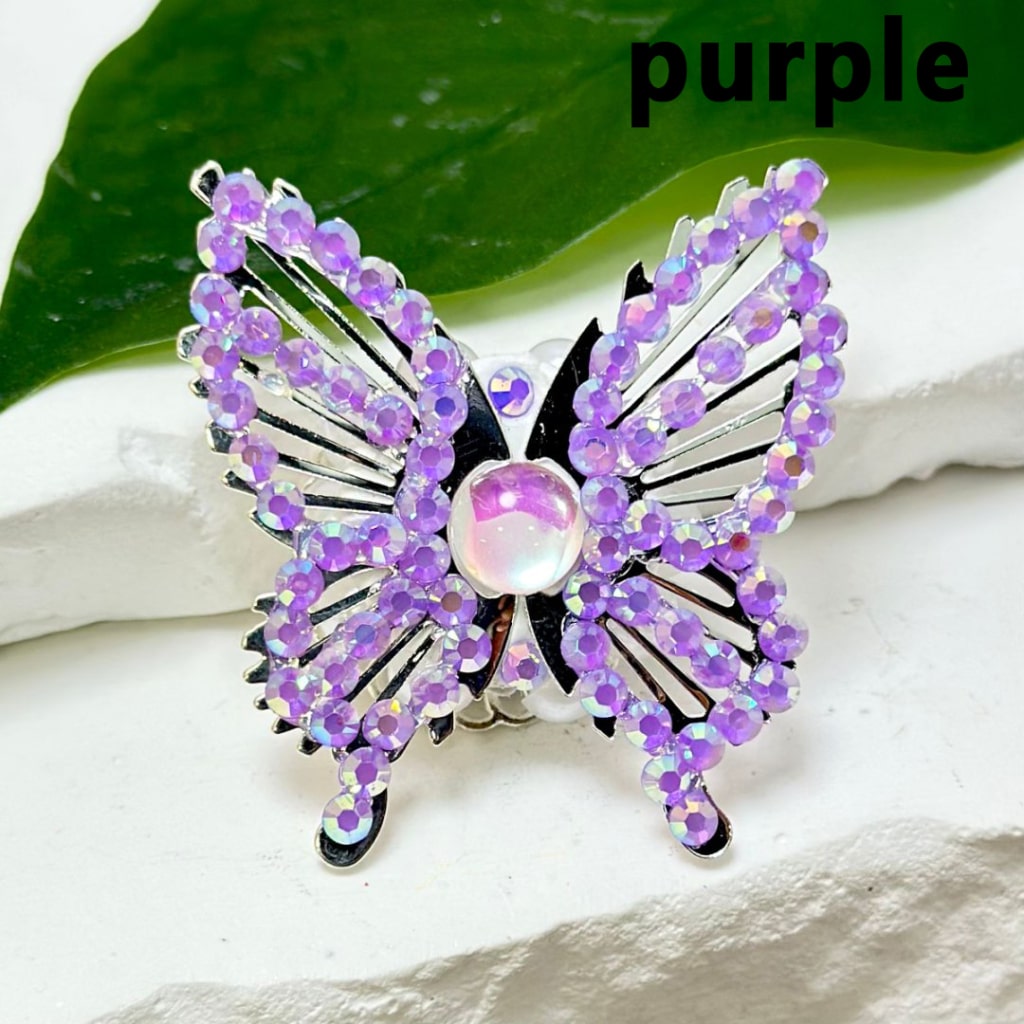 Bling Bling Fancy Silver Alloy Butterfly with Colorful Mini Rhinestones White Pearls Colorful Mini Butterfly Rhinestone Clay Beads,  Around 42*44MM