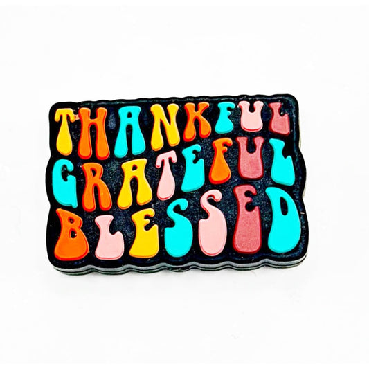 Thankful Grateful Blessed Rectangle Silicone Focal Beads