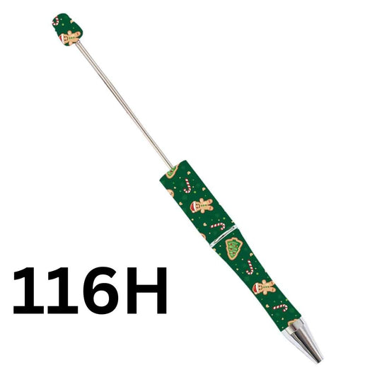 Green Christmas Tree Gingerbread Printed Beadable Pens Number 116H