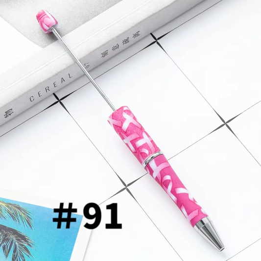 Pink Ribbon Printed Beadable Pens Number 91