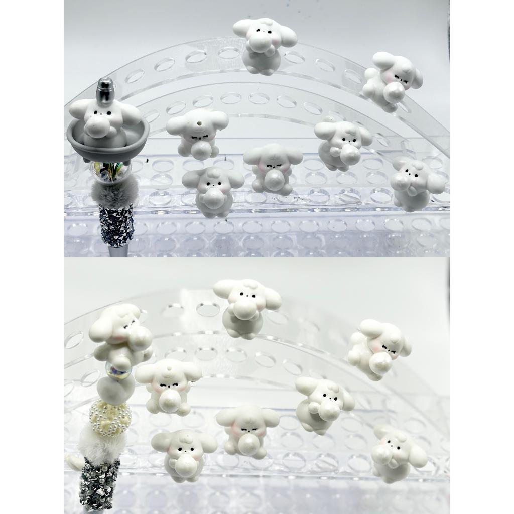 Little Cute Big Ear Puppy Blows Bubbles Pen Topper Acrylic Beads, Around 25*32MM