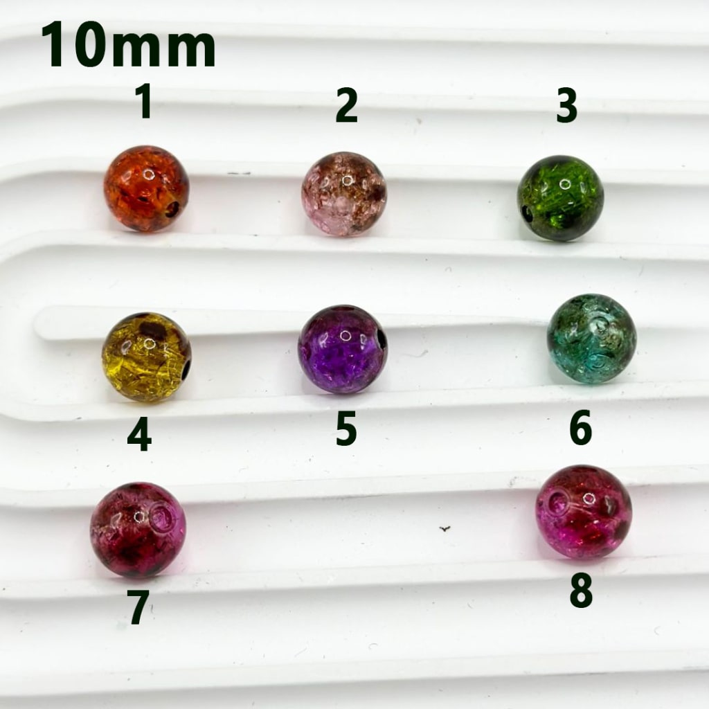 Delicate Translucent Multi-Color Broken Inside Style Round Acrylic Beads, 10MM