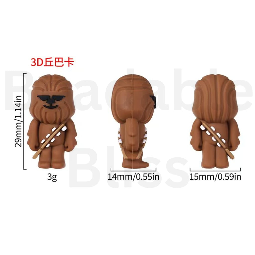 3D Chewbacc Star Wa Silicone Focal Beads