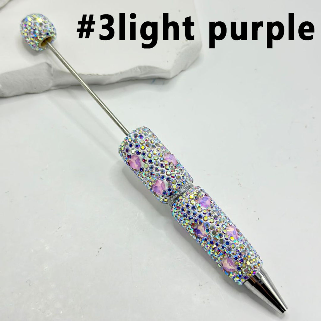 Beadable Clay Pens with Multi-Color Hearts Mini AB Rhinestones Covered the Entire Pen