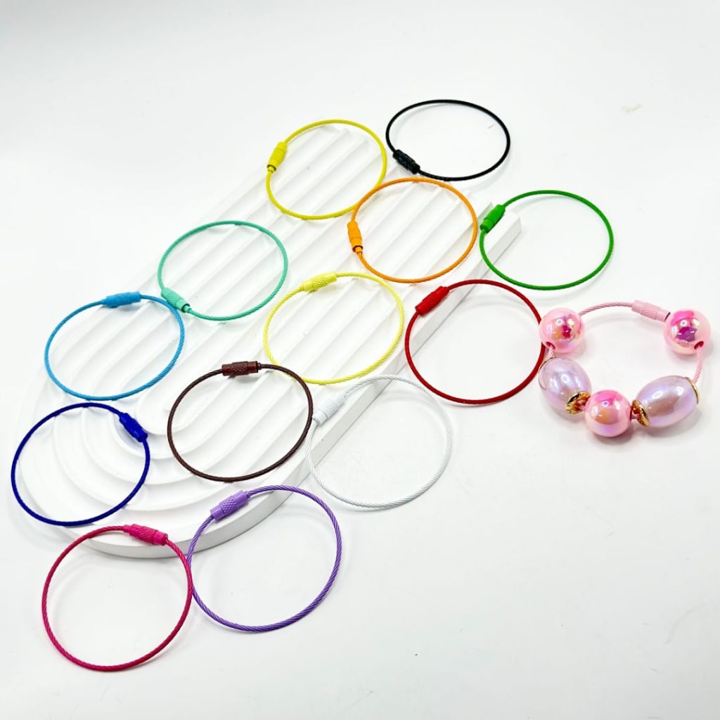 Solid Color Beadable Metal Keychain Ring Loop, 1.5*150MM