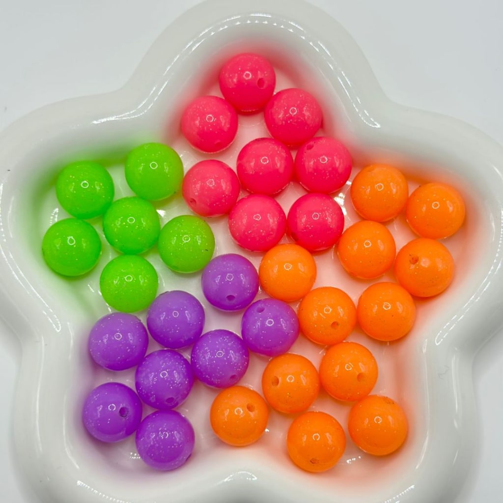 Glittery Jelly Color Round Silicone Beads, 15MM