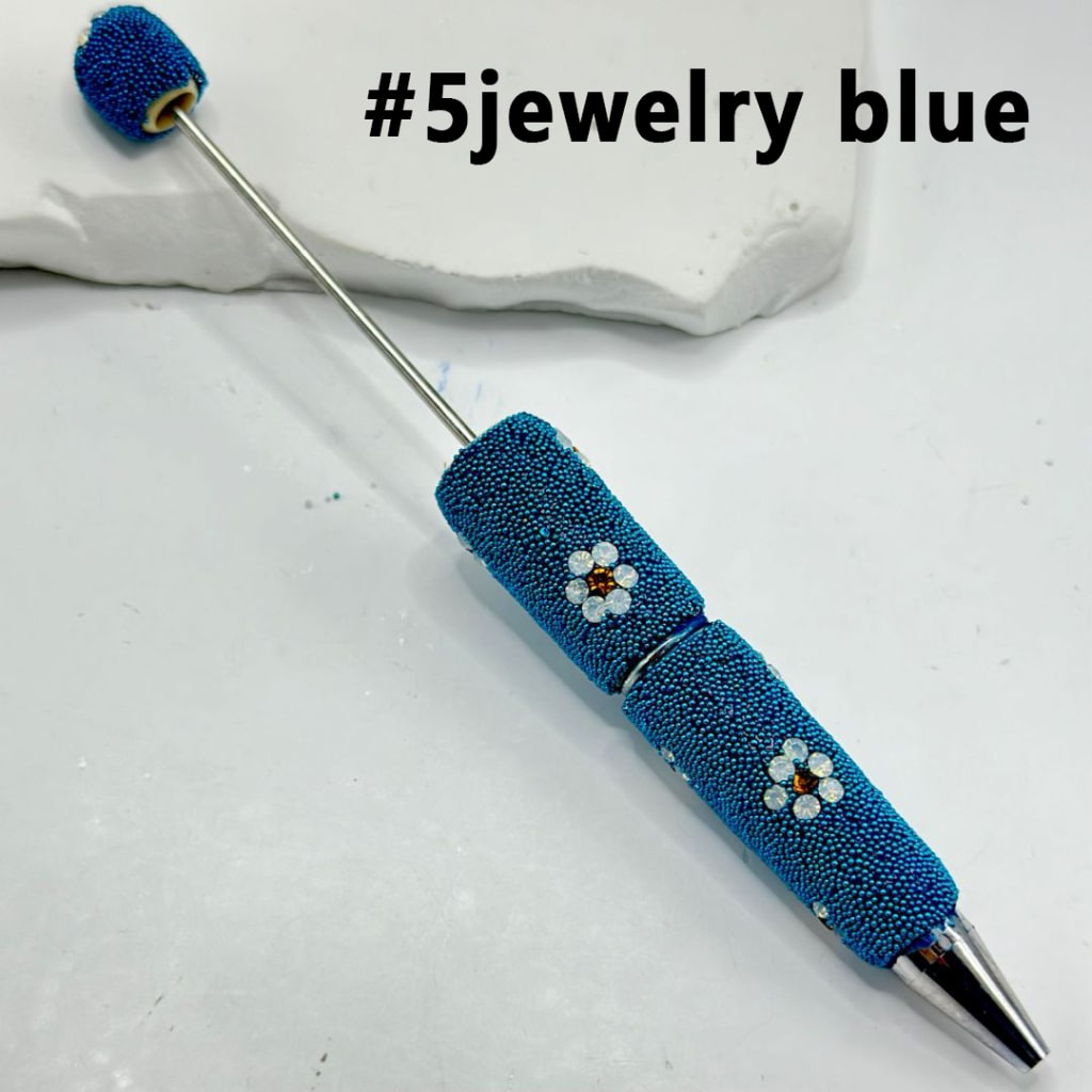 Beadable Clay Pens with Cute Flowers Mini Rhinestones Covered the Entire Pen