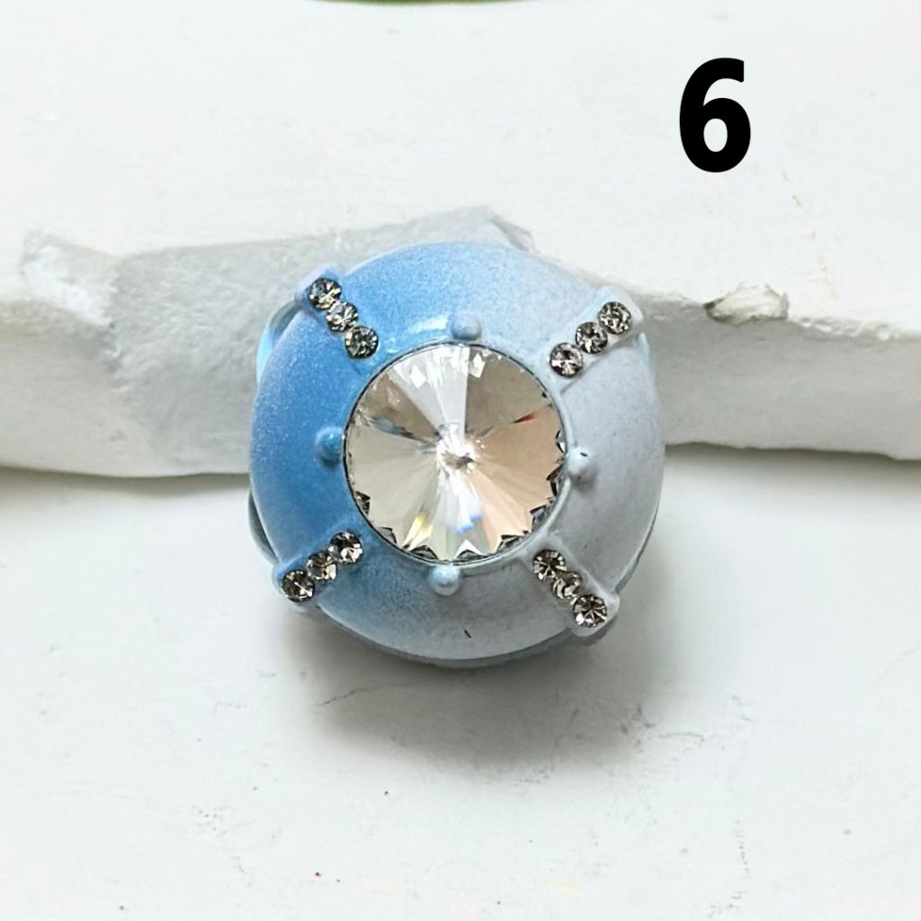 Fancy Ombre Blue Series Alloy Heart Square Rectangle with Shiny Rhinestones Pearls Clay Beads