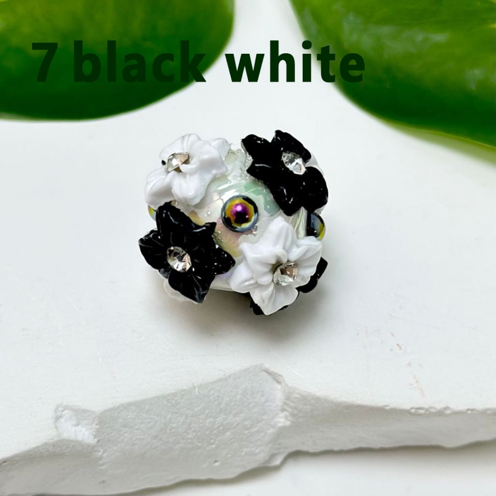 Mini Cute Colorful Flowers Clear Rhinestone Inside Shiny Pearls Round Acrylic Beads, Around 22MM