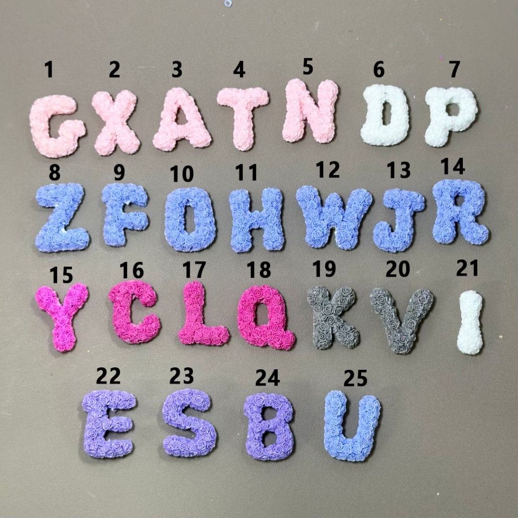 Cute English Letters with Mini Flowers Clay Beads, Please Read the Description