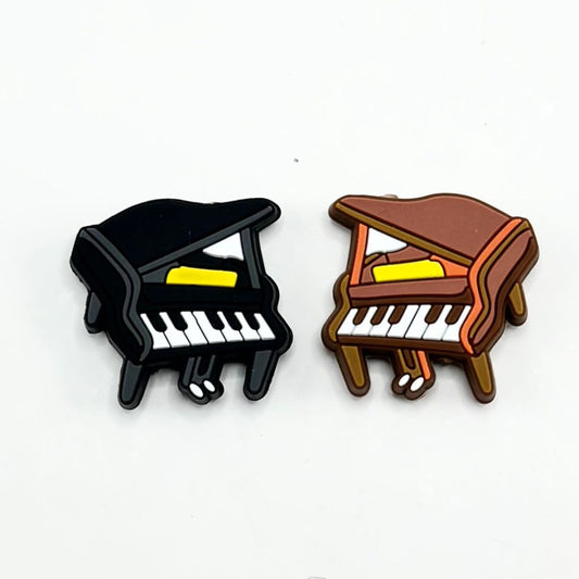 Mini Cute Brown & Black Piano Music Instruments Silicone Focal Beads