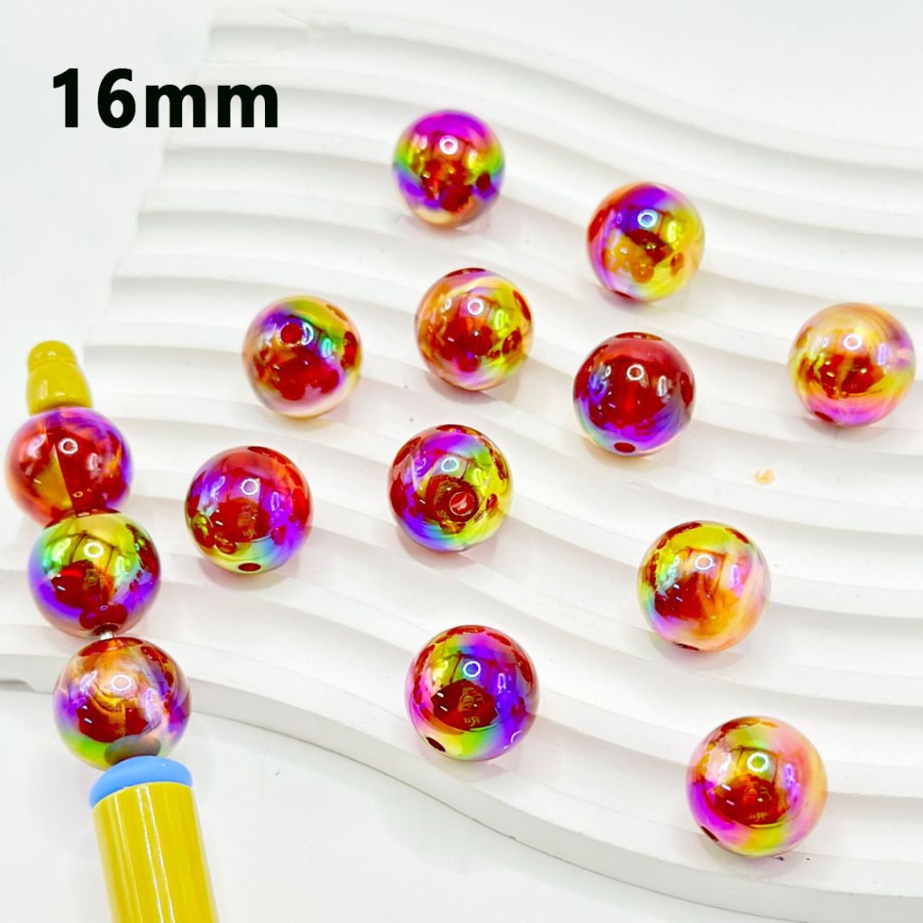 UV Finish Brown Color Shiny Round Acrylic Beads, 16MM