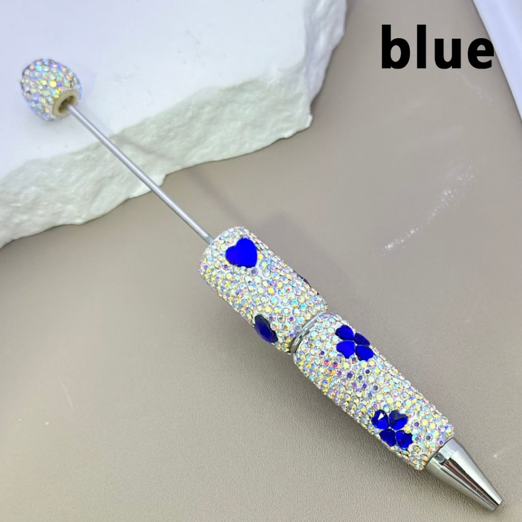 Beadable Clay Pens with Colorful Hearts Mini AB Rhinestones Covered the Entire Pen